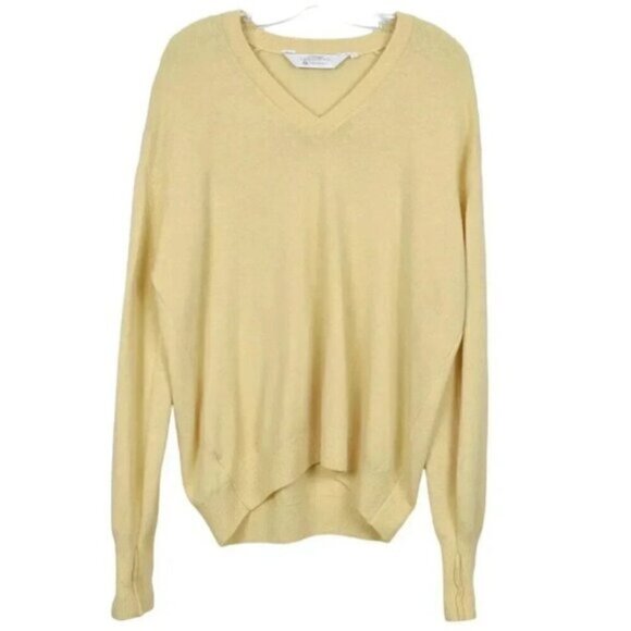 VIntage St. Bernard 100% Lambswool Yellow Sweater Long Sleeve Size Large - Picture 1 of 14